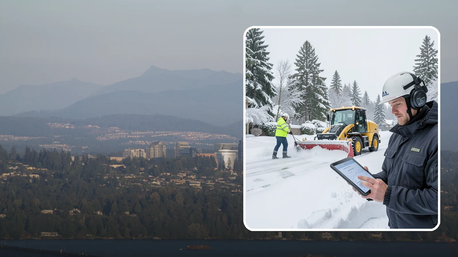 Per-Push Snow Removal in Medina, King County, WA - We bill per-push, charging one flat rate each time we clear your Western Washington property after a snow event.