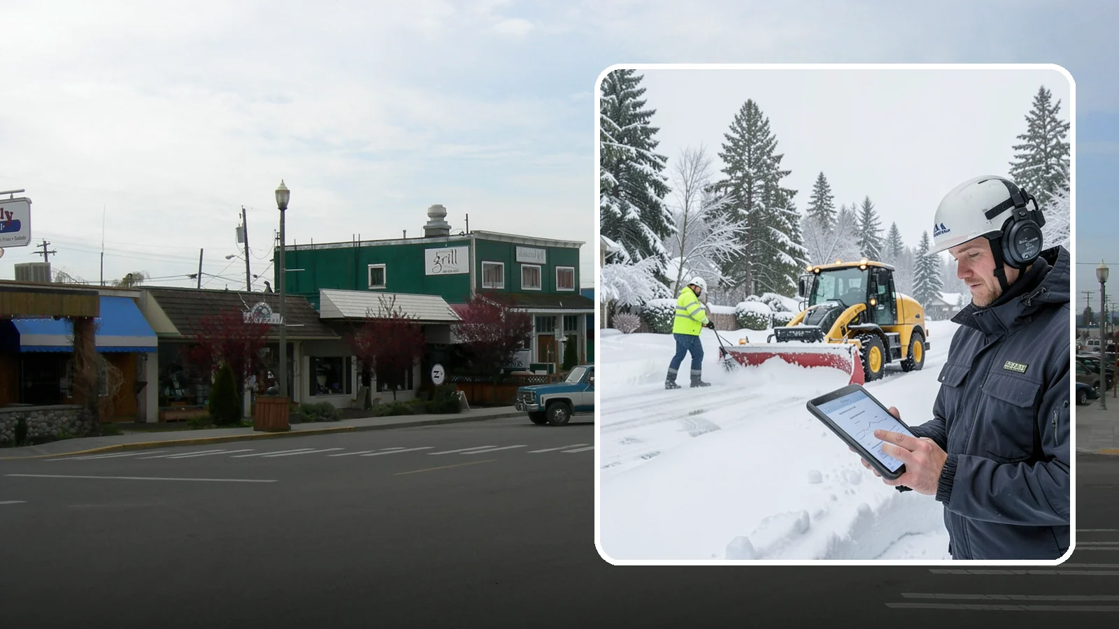 Per-Push Snow Removal in Stanwood, Snohomish County, WA - We bill per-push, charging one flat rate each time we clear your Western Washington property after a snow event.