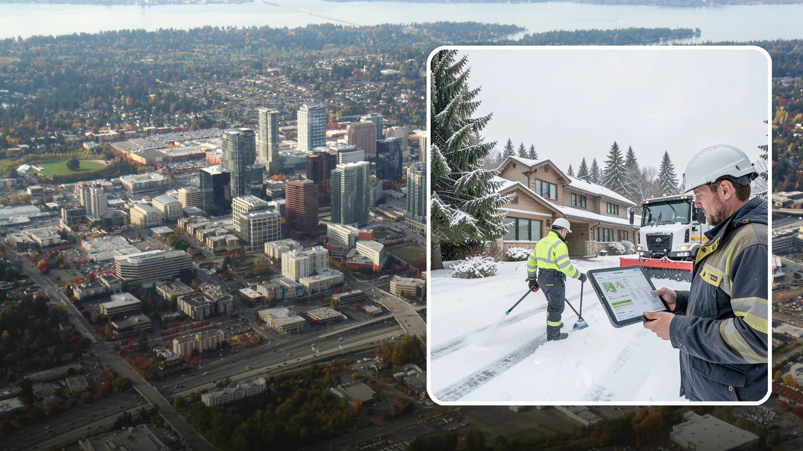 Per-Visit Snow Removal in Bellevue, King County, WA - We charge per visit, billing each individual trip we make to clear your Western Washington property during a storm.