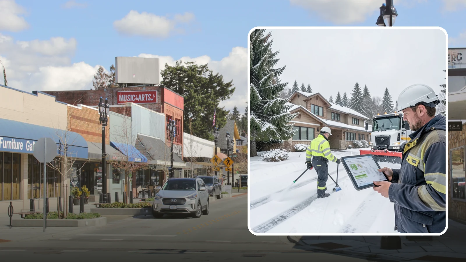 Per-Visit Snow Removal in Bothell, King County, WA - We charge per visit, billing each individual trip we make to clear your Western Washington property during a storm.