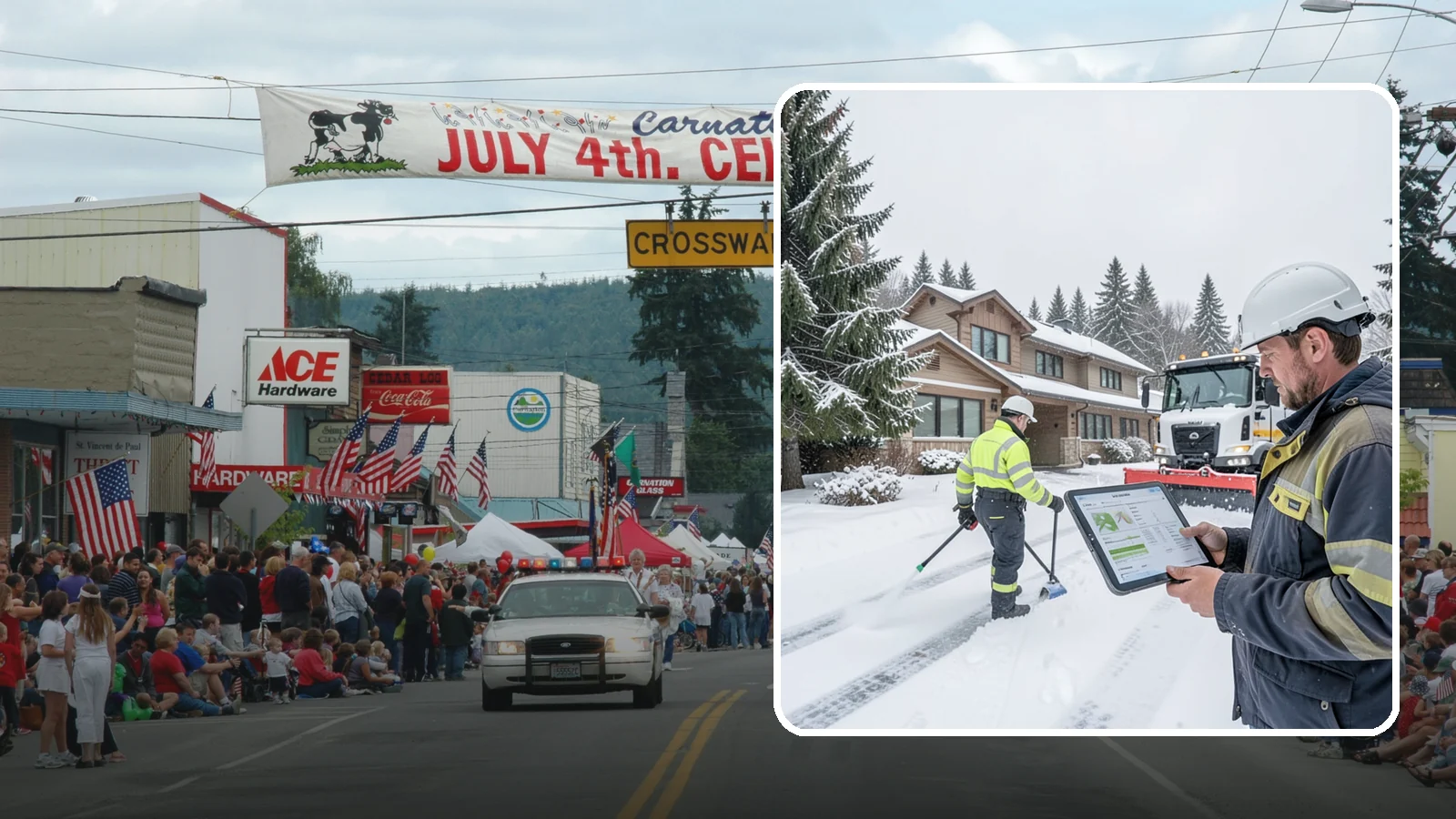 Per-Visit Snow Removal in Carnation, King County, WA - We charge per visit, billing each individual trip we make to clear your Western Washington property during a storm.
