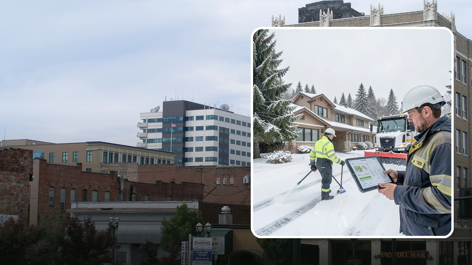 Per-Visit Snow Removal in Everett, Snohomish County, WA - We charge per visit, billing each individual trip we make to clear your Western Washington property during a storm.
