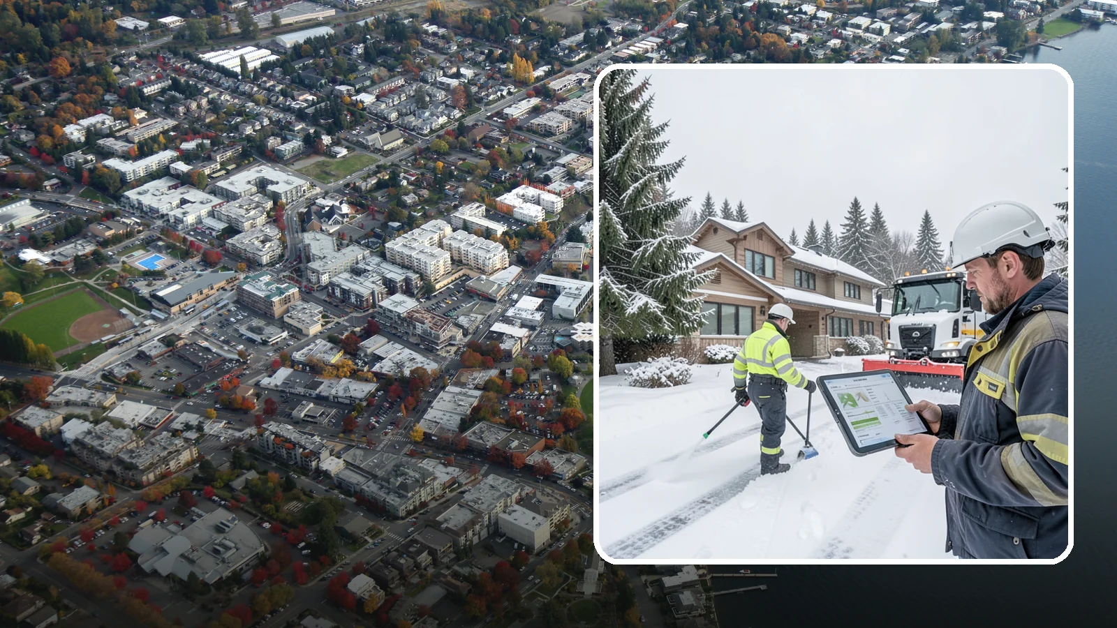 Per-Visit Snow Removal in Kirkland, King County, WA - We charge per visit, billing each individual trip we make to clear your Western Washington property during a storm.