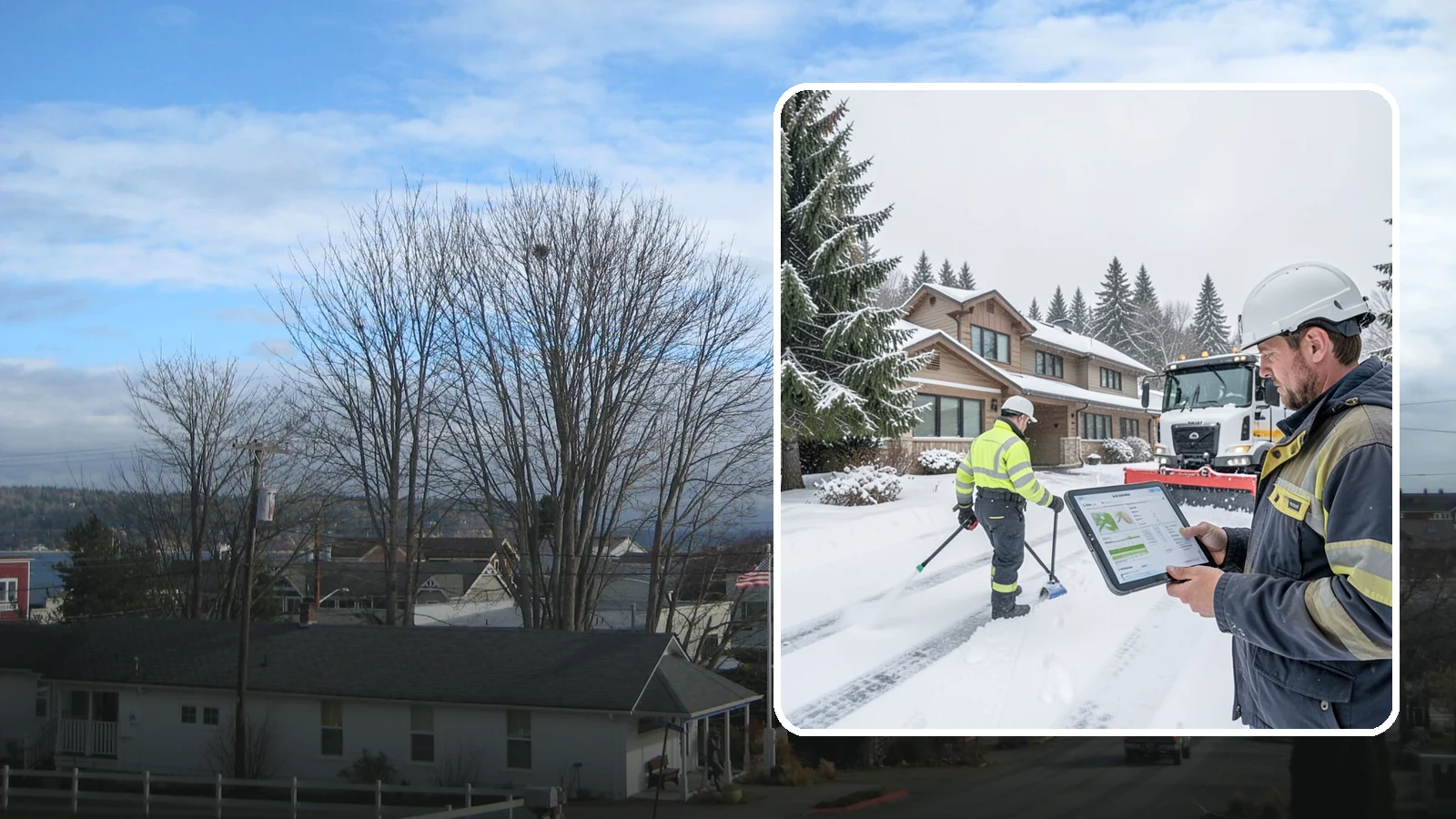 Per-Visit Snow Removal in Langley, Island County, WA - We charge per visit, billing each individual trip we make to clear your Western Washington property during a storm.