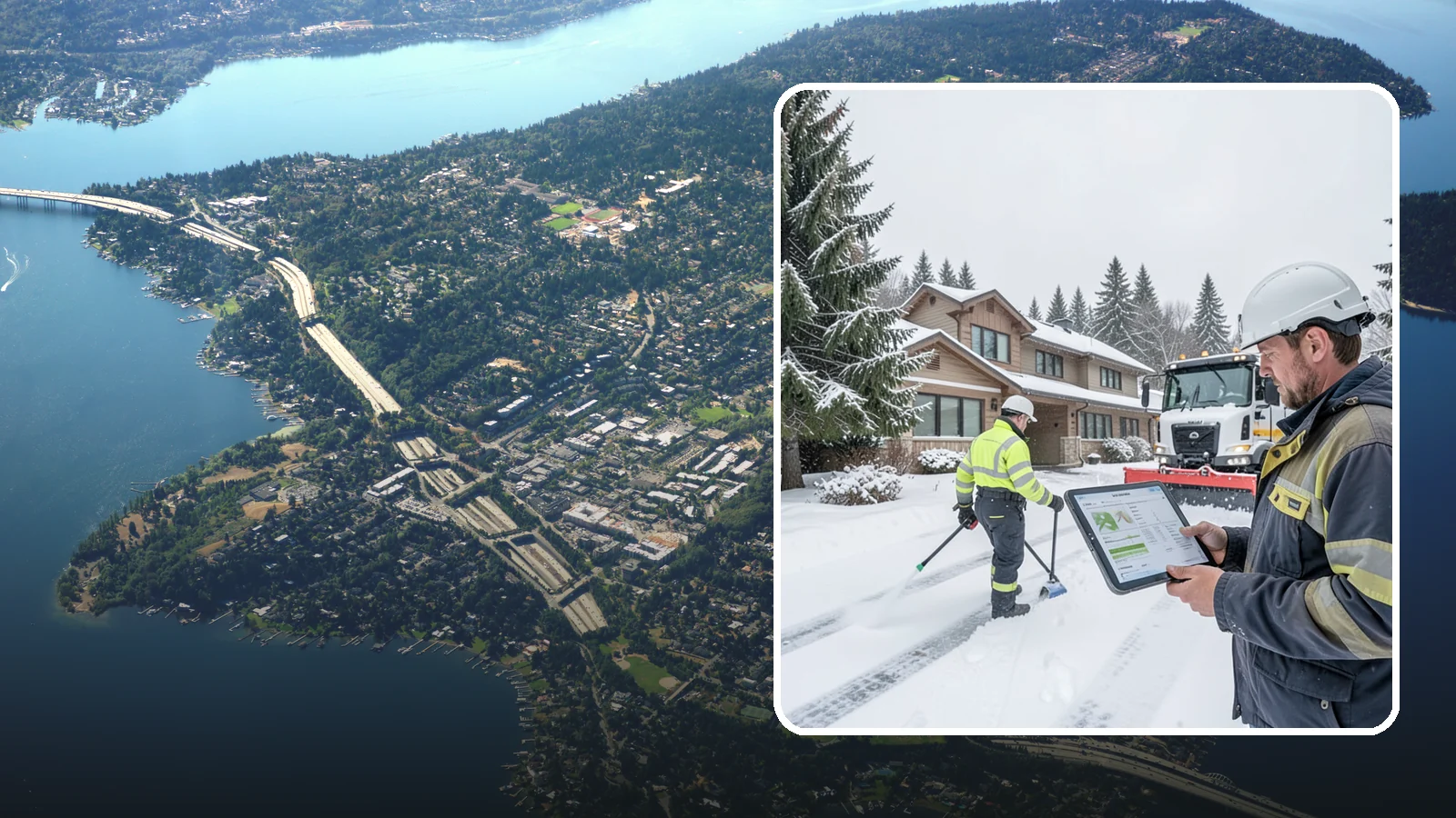 Per-Visit Snow Removal in Mercer Island, King County, WA - We charge per visit, billing each individual trip we make to clear your Western Washington property during a storm.