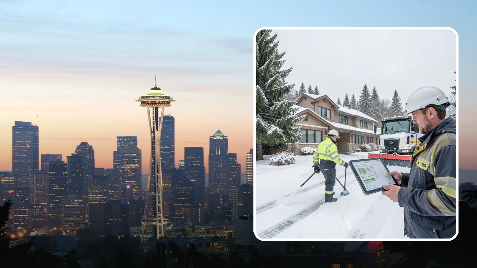 Per-Visit Snow Removal in Seattle, King County, WA - We charge per visit, billing each individual trip we make to clear your Western Washington property during a storm.