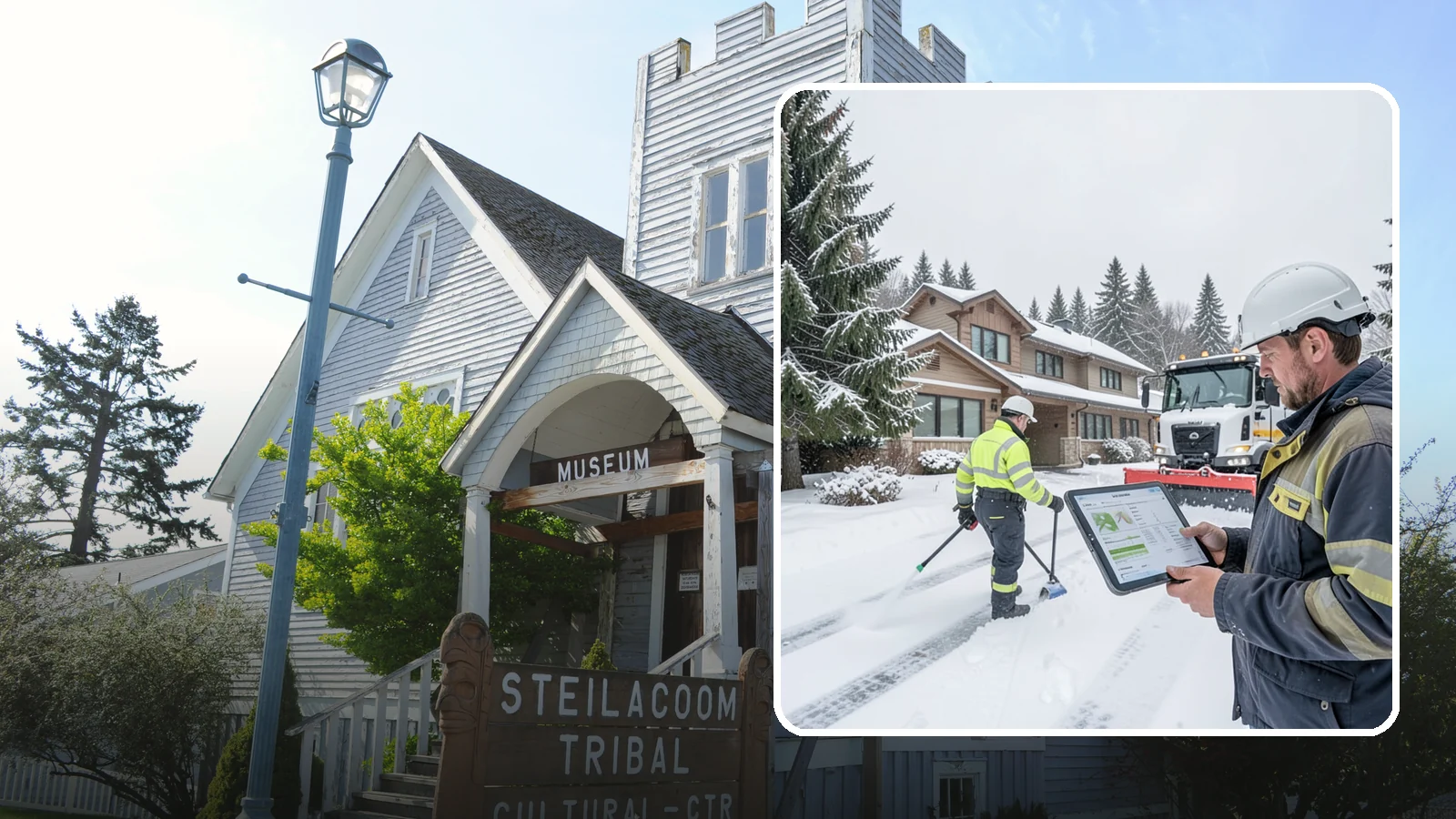 Per-Visit Snow Removal in Steilacoom, Pierce County, WA - We charge per visit, billing each individual trip we make to clear your Western Washington property during a storm.