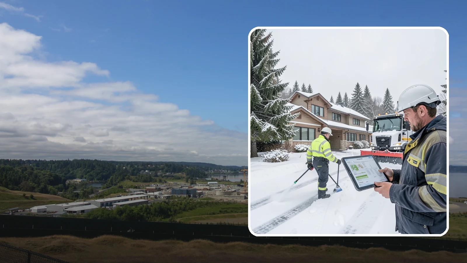 Per-Visit Snow Removal in University Place, Pierce County, WA - We charge per visit, billing each individual trip we make to clear your Western Washington property during a storm.
