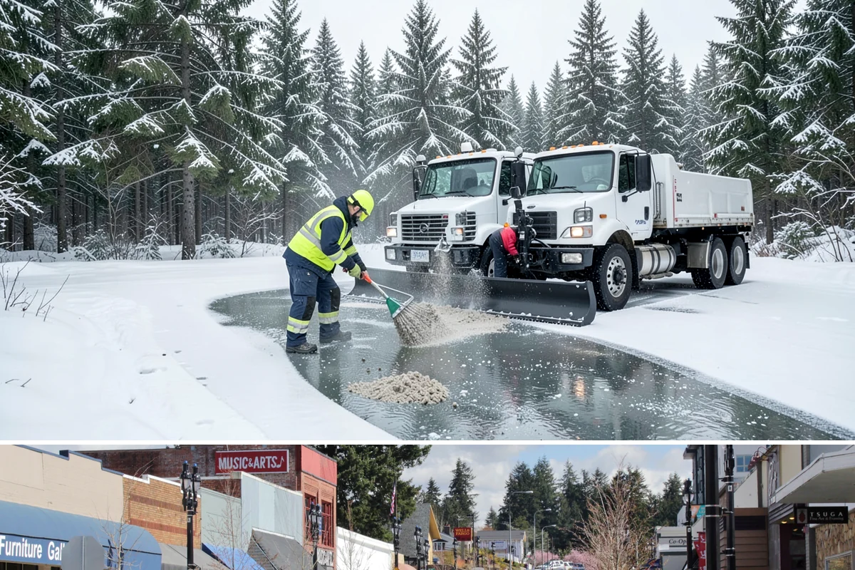 Pet-Safe Deicer Application in Bothell, King County, WA - Pet-safe deicer application runs from November through March, matching the freeze-thaw cycles that affect walkways in residential...