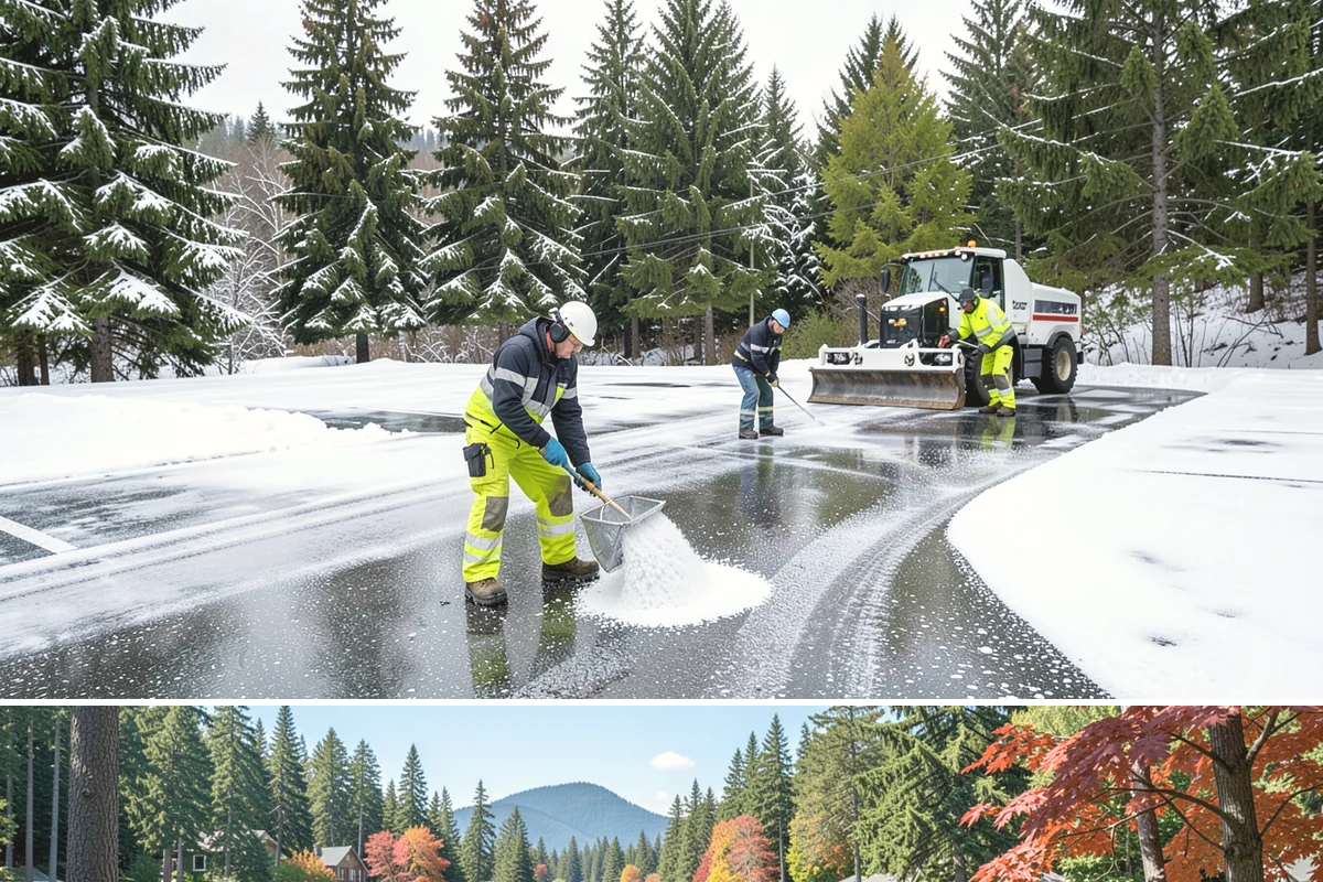 Pet-Safe Ice Melt in Covington, King County, WA - Pet-safe ice melt is used all winter at residential and pet-oriented properties whenever walkways ice over.