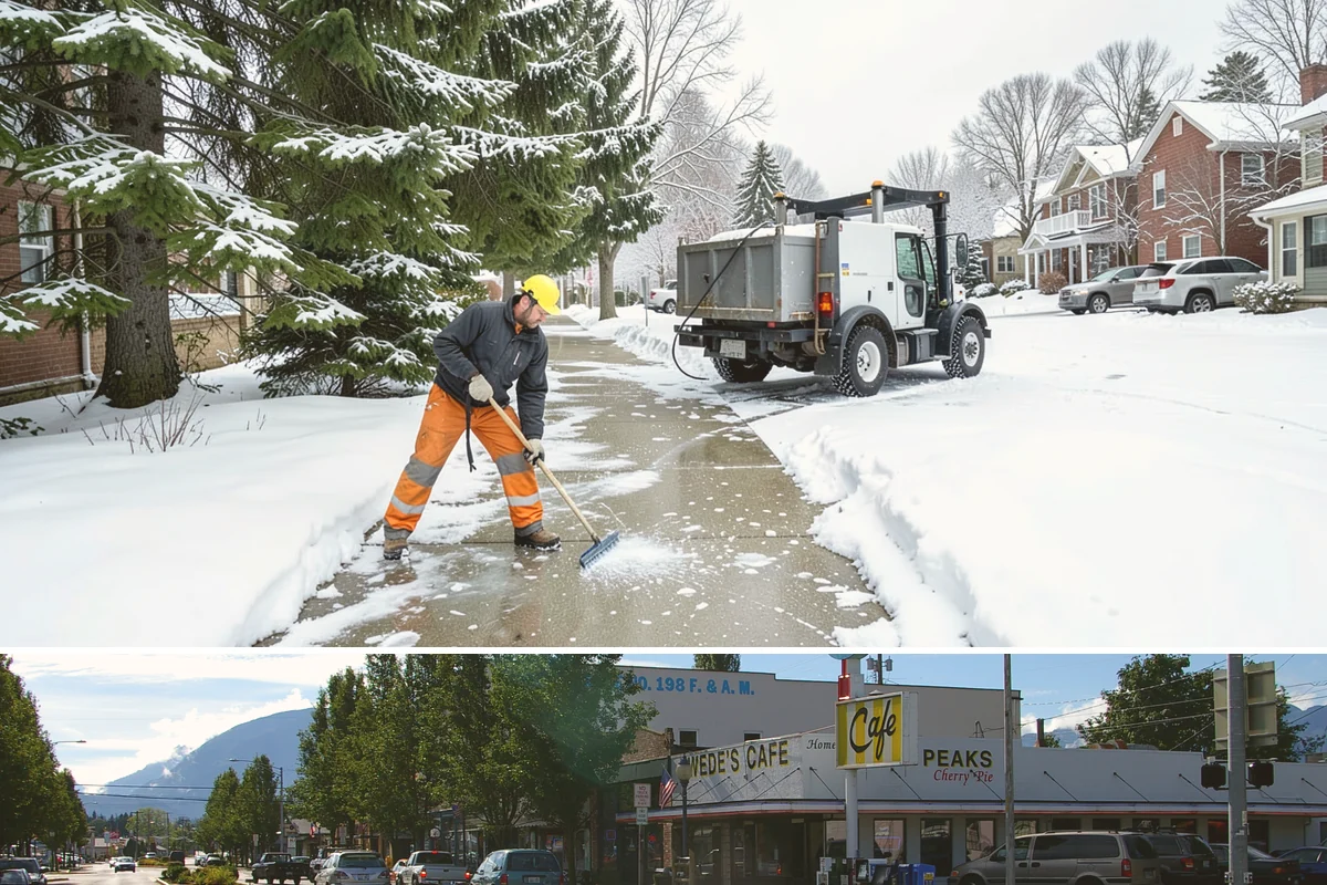 Pet-Safe Ice Melt in North Bend, King County, WA - Pet-safe ice melt is used all winter at residential and pet-oriented properties whenever walkways ice over.