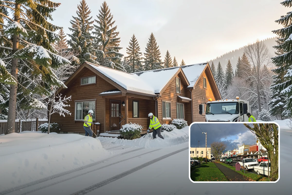Pharmacy Snow Removal in Arlington, Snohomish County, WA - Drive-through lane cleared before opening