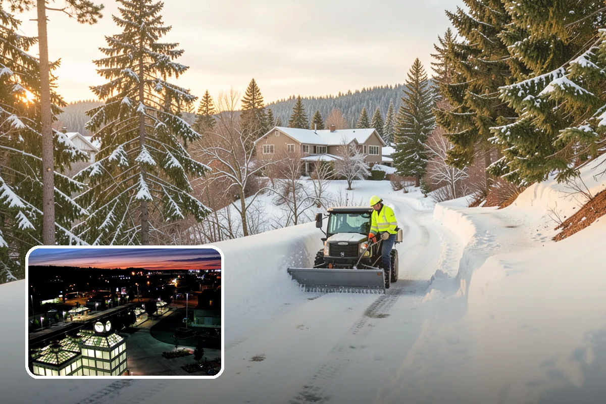 Pharmacy Snow Removal in Auburn, King County, WA - Drive-through lane cleared before opening