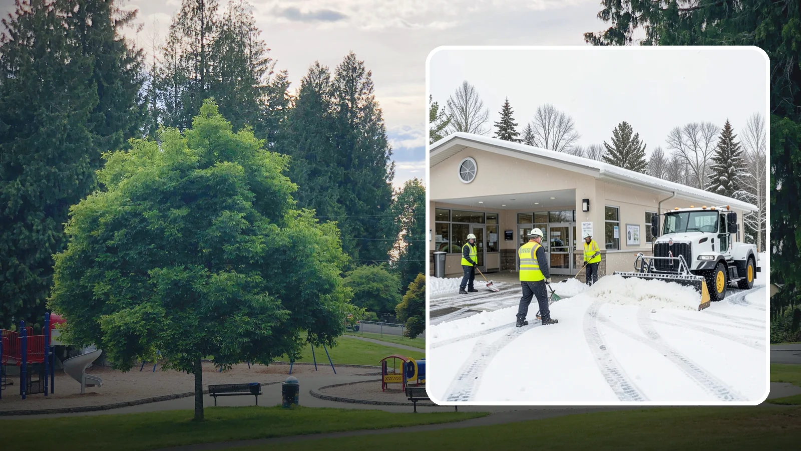 Pharmacy Snow Removal in Bonney Lake, Pierce County, WA - We keep pharmacy drive-throughs, entrances, and parking clear so patients can pick up prescriptions safely no matter the weather.