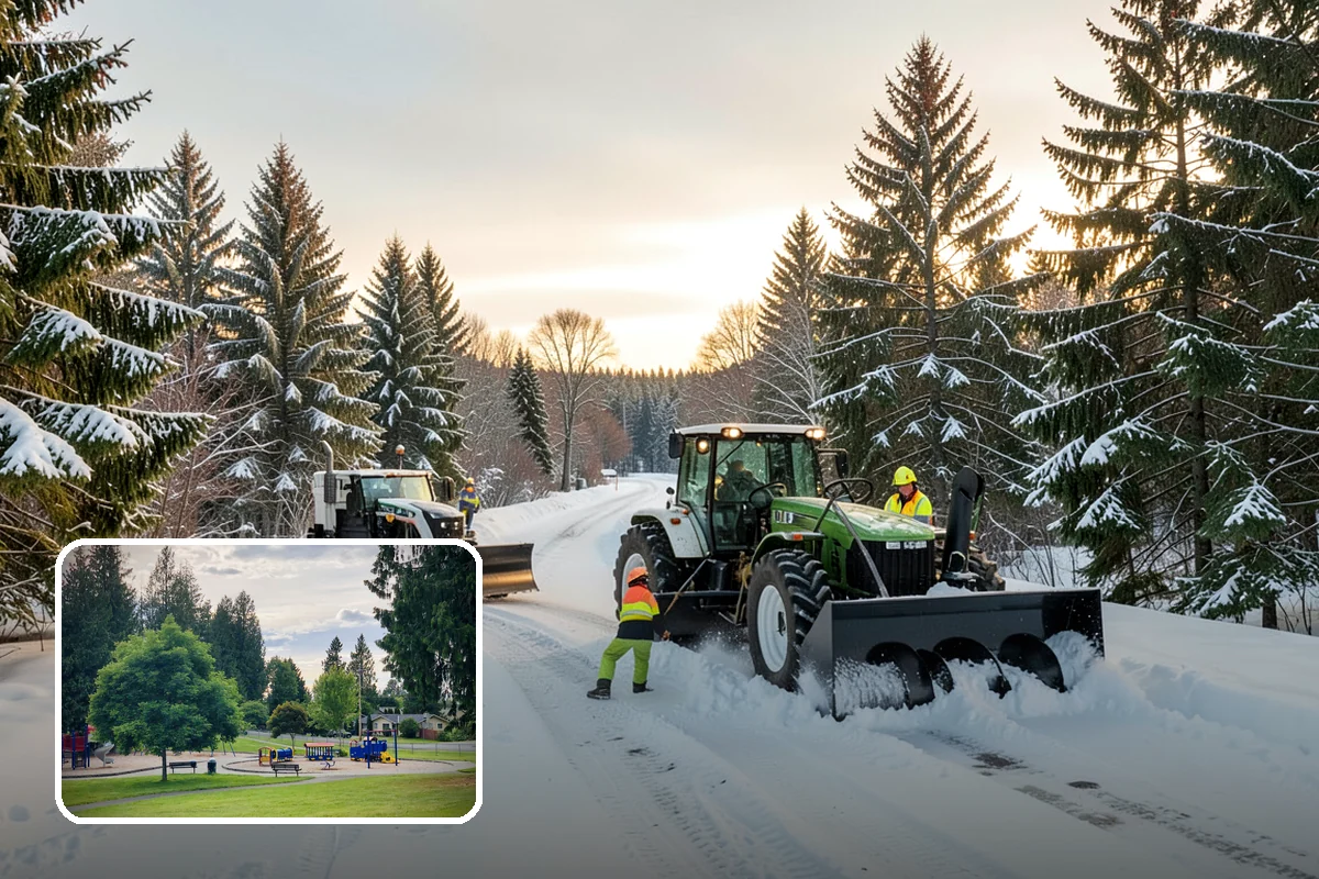 Pharmacy Snow Removal in Bonney Lake, Pierce County, WA - Drive-through lane cleared before opening