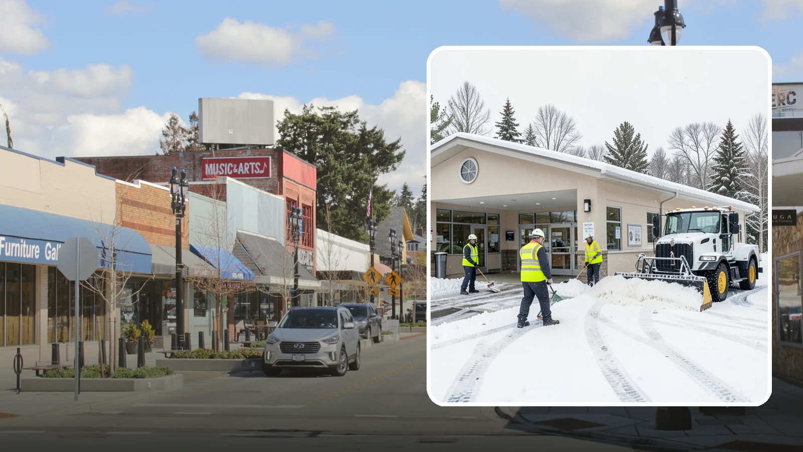 Pharmacy Snow Removal in Bothell, King County, WA - We keep pharmacy drive-throughs, entrances, and parking clear so patients can pick up prescriptions safely no matter the weather.
