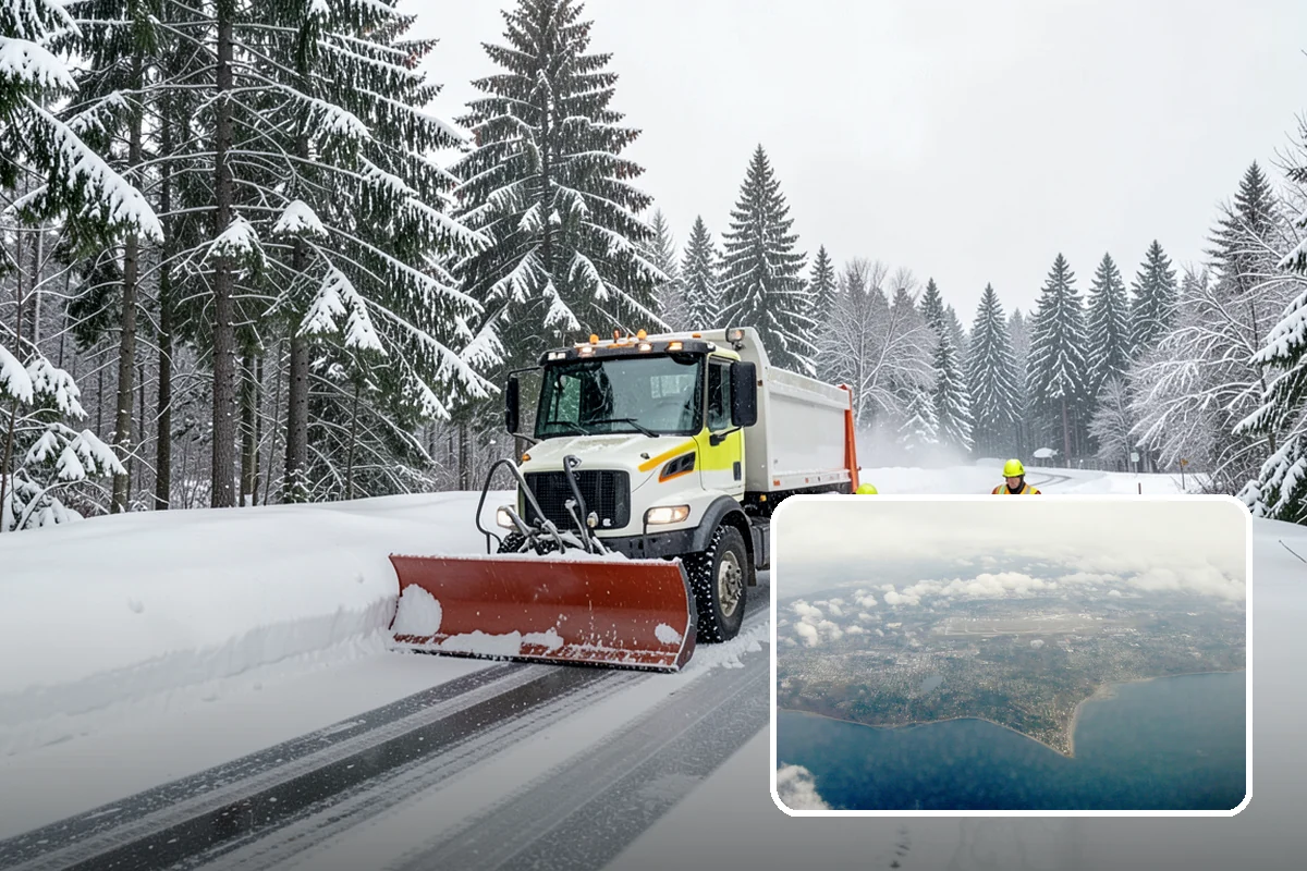 Pharmacy Snow Removal in Burien, King County, WA - Drive-through lane cleared before opening