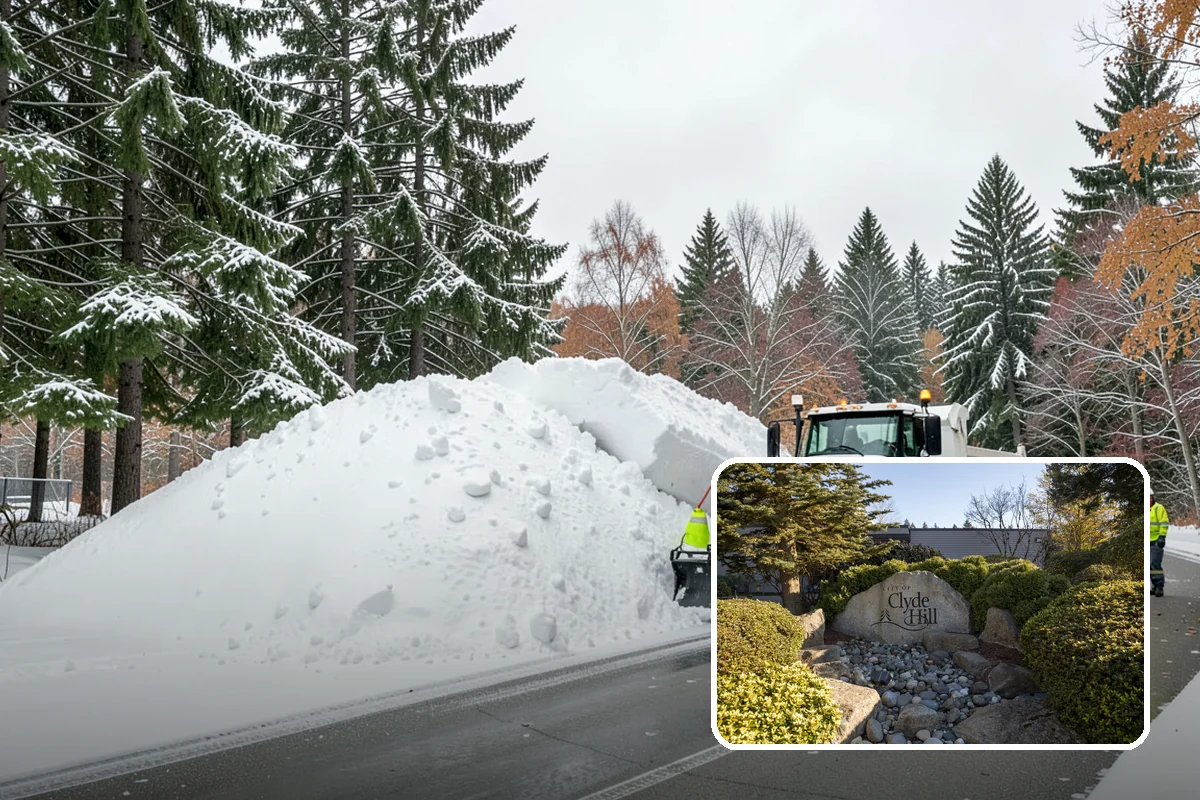 Pharmacy Snow Removal in Clyde Hill, King County, WA - Drive-through lane cleared before opening