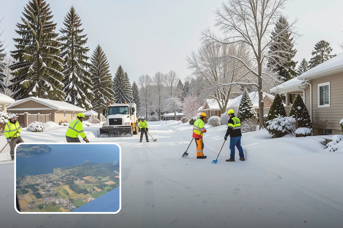 Pharmacy Snow Removal in Coupeville, Island County, WA - Drive-through lane cleared before opening