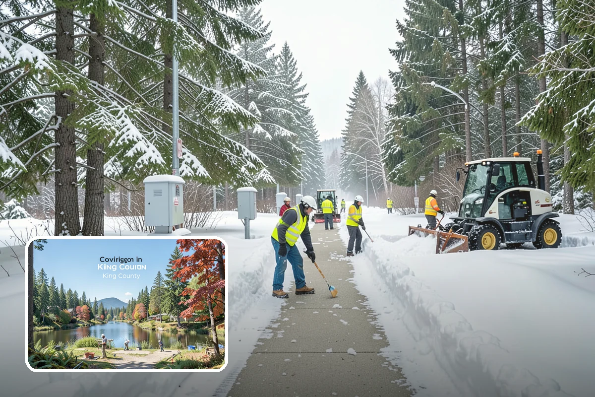 Pharmacy Snow Removal in Covington, King County, WA - Drive-through lane cleared before opening