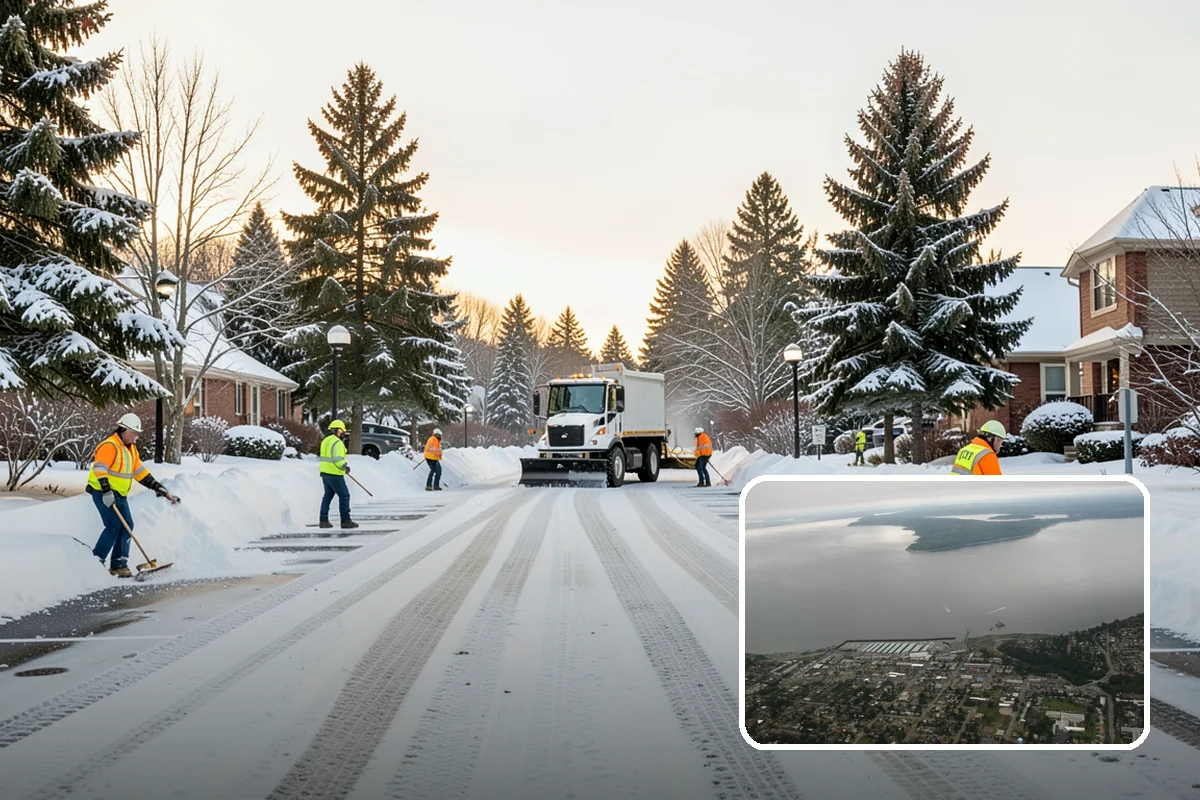 Pharmacy Snow Removal in Des Moines, King County, WA - Drive-through lane cleared before opening