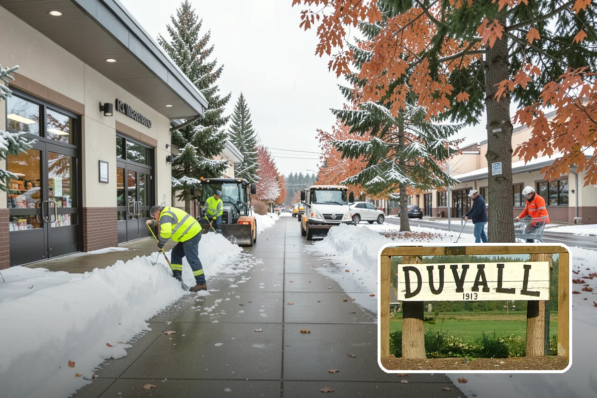 Pharmacy Snow Removal in Duvall, King County, WA - Drive-through lane cleared before opening