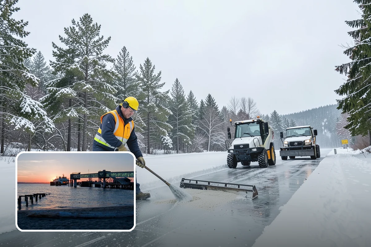 Pharmacy Snow Removal in Edmonds, Snohomish County, WA - Drive-through lane cleared before opening