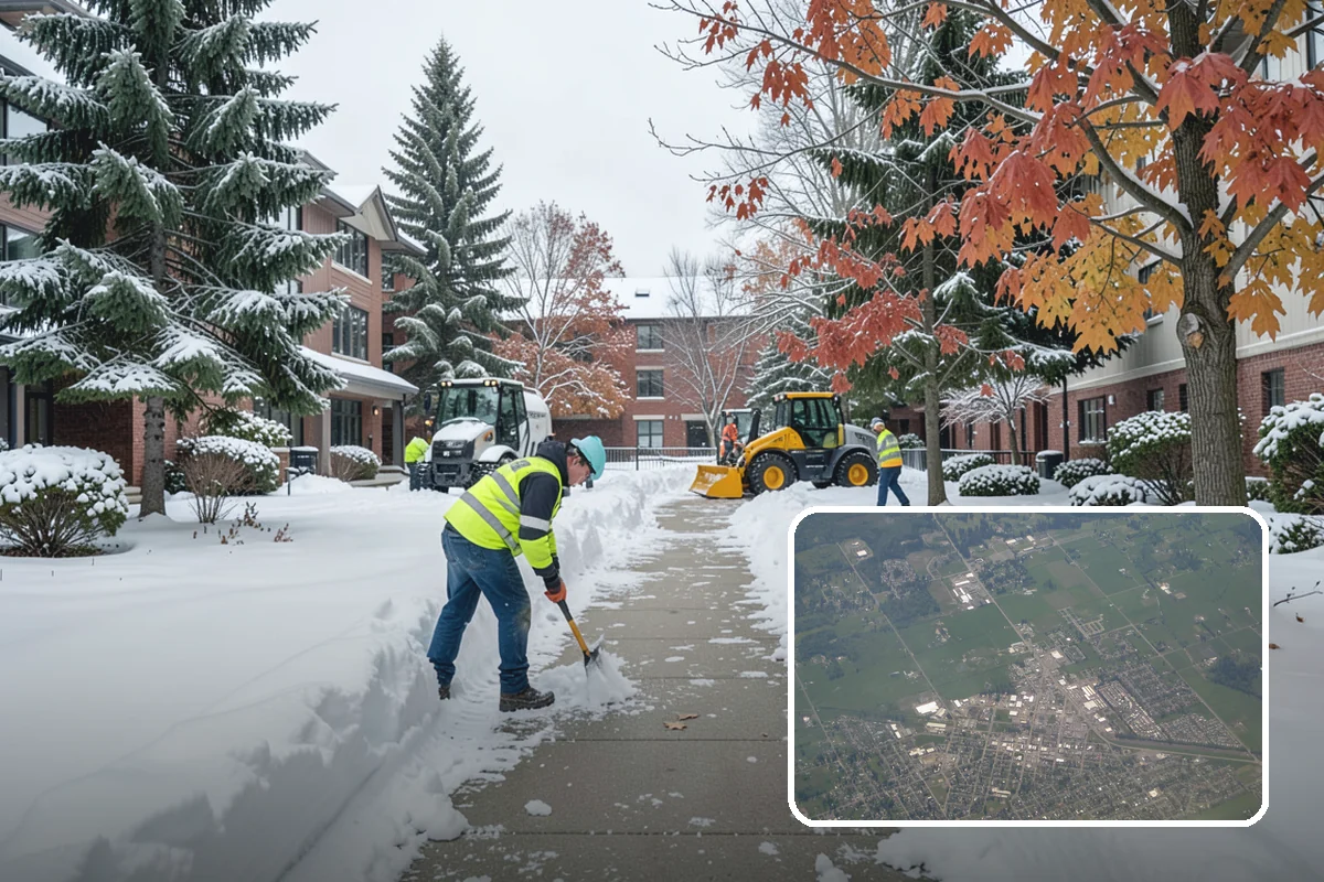 Pharmacy Snow Removal in Enumclaw, King County, WA - Drive-through lane cleared before opening