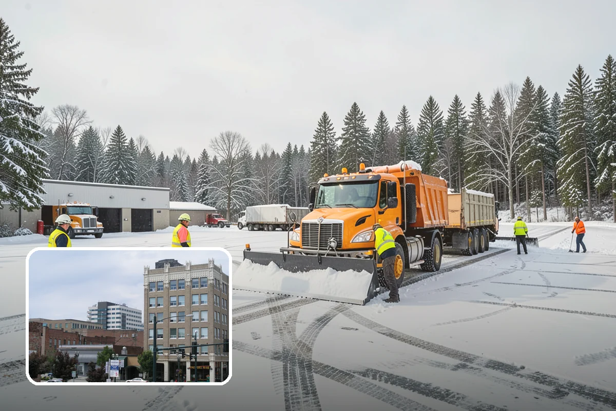 Pharmacy Snow Removal in Everett, Snohomish County, WA - Drive-through lane cleared before opening