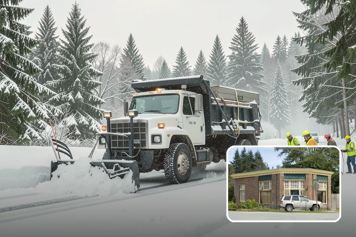 Pharmacy Snow Removal in Hamilton, Skagit County, WA - Drive-through lane cleared before opening