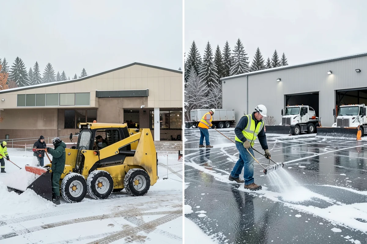 Pharmacy Snow Removal in Hunts Point, King County, WA - Map the drive-through lane, entrance, and accessible parking