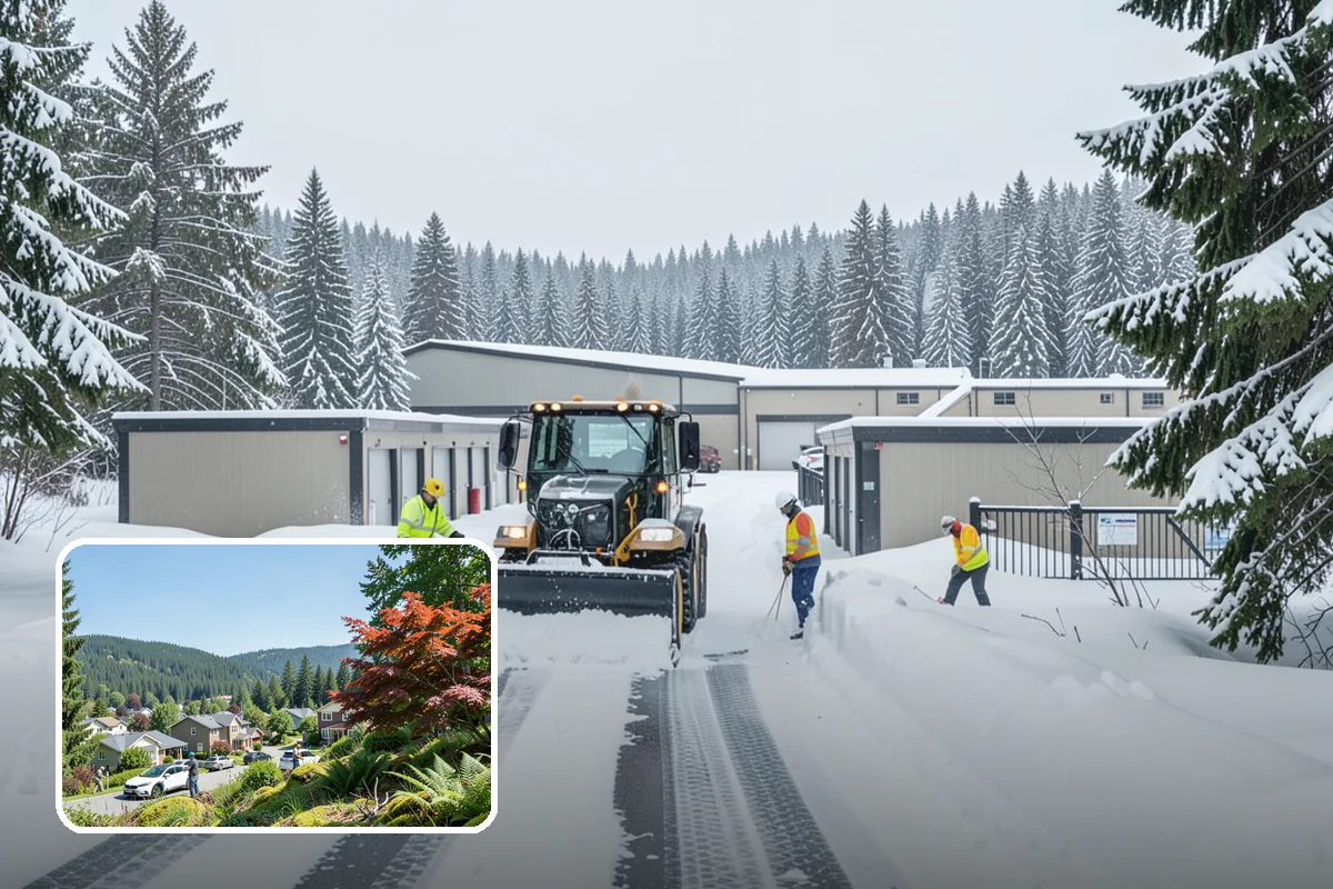 Pharmacy Snow Removal in Index, Snohomish County, WA - Drive-through lane cleared before opening