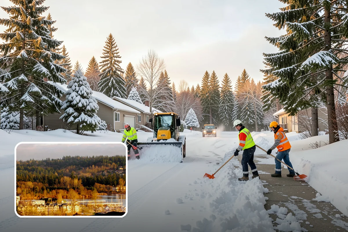 Pharmacy Snow Removal in Kenmore, King County, WA - Drive-through lane cleared before opening