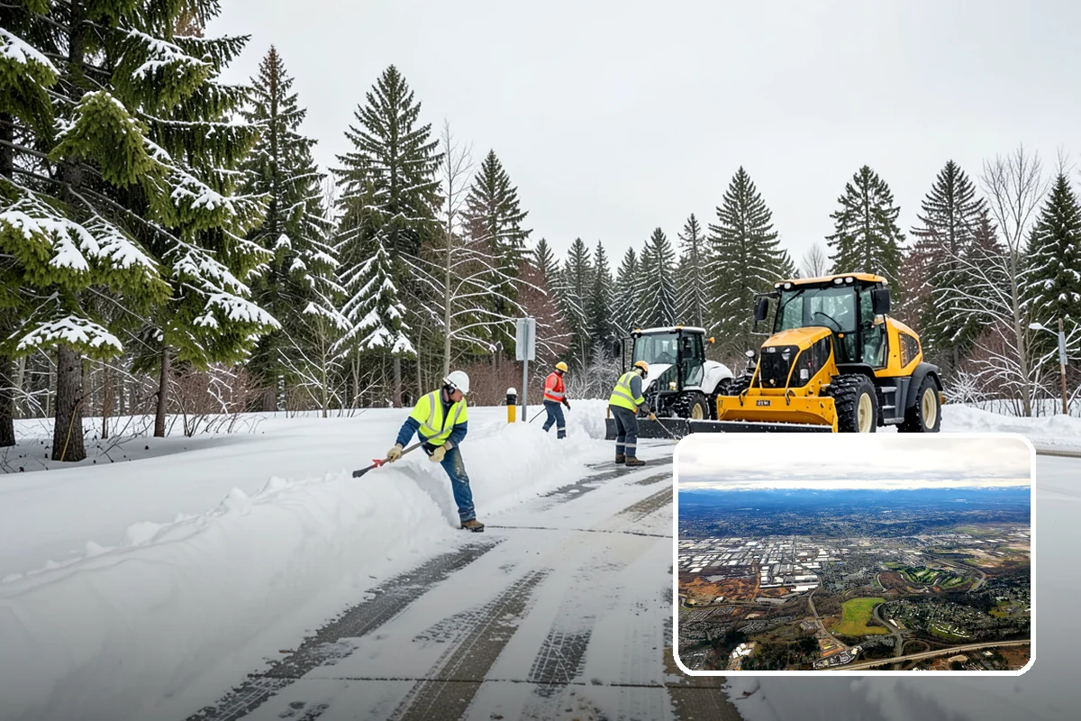 Pharmacy Snow Removal in Kent, King County, WA - Drive-through lane cleared before opening