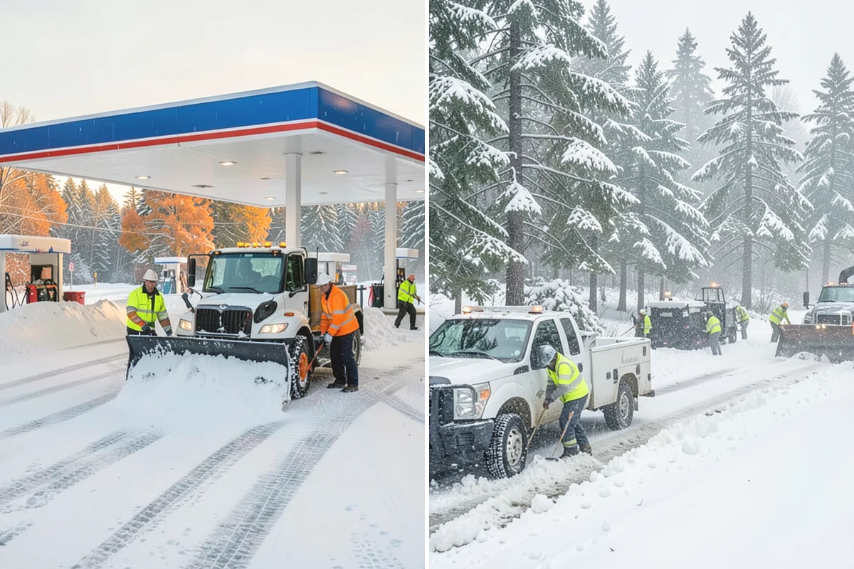 Pharmacy Snow Removal in La Conner, Skagit County, WA - Map the drive-through lane, entrance, and accessible parking