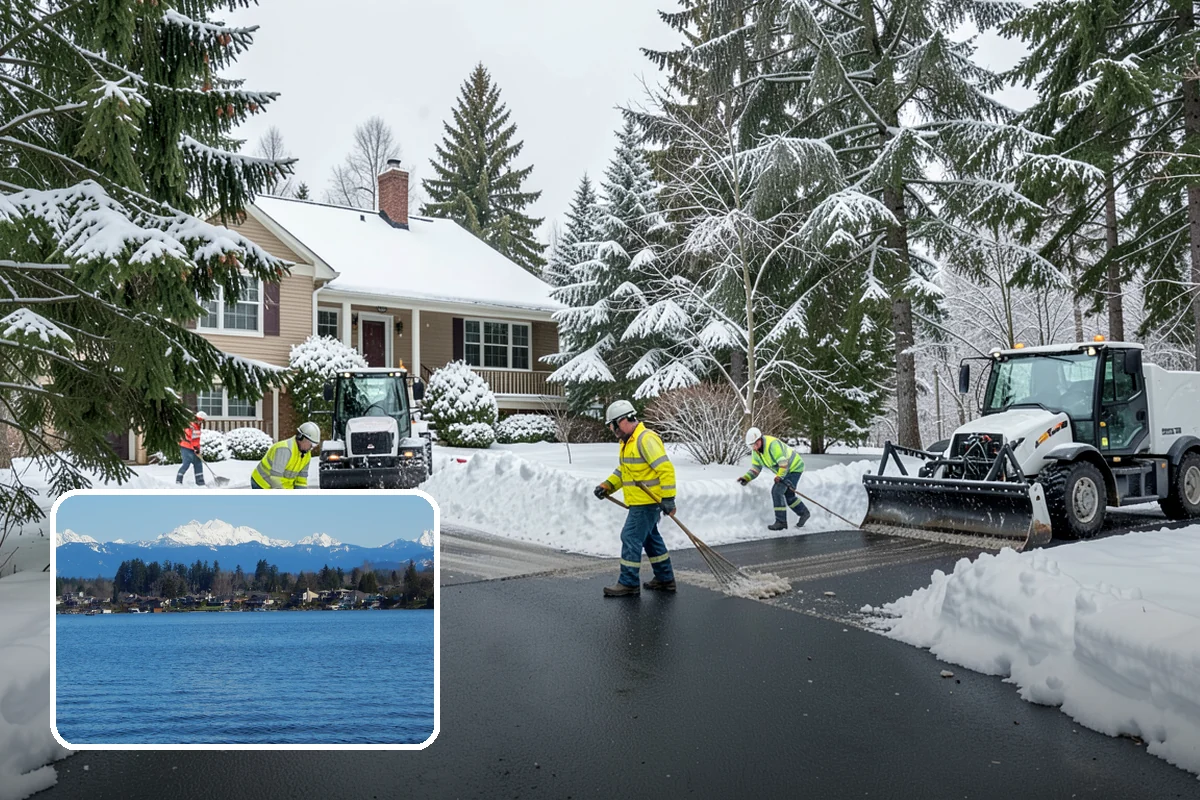 Pharmacy Snow Removal in Lake Stevens, Snohomish County, WA - Drive-through lane cleared before opening