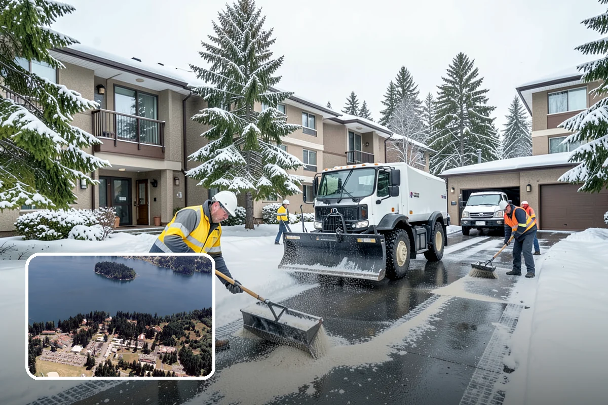 Pharmacy Snow Removal in Lakewood, Pierce County, WA - Drive-through lane cleared before opening