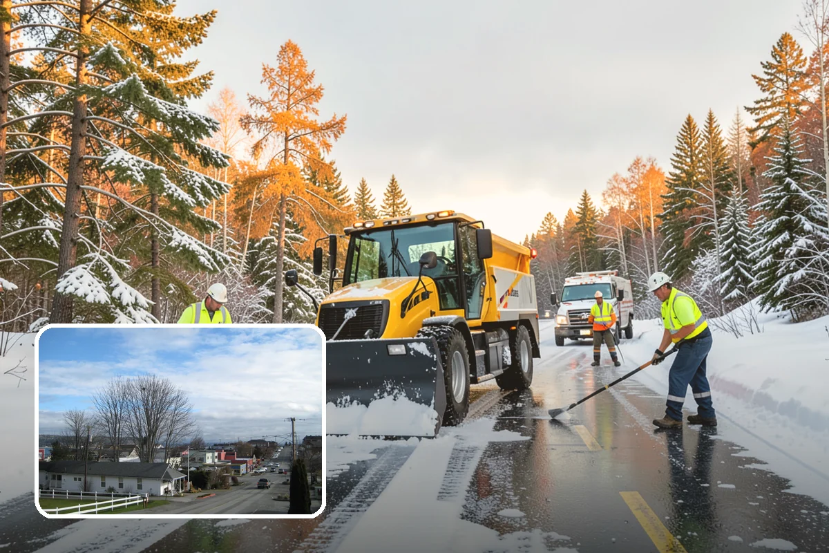 Pharmacy Snow Removal in Langley, Island County, WA - Drive-through lane cleared before opening