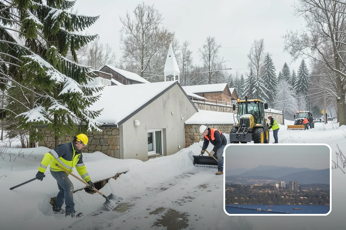Pharmacy Snow Removal in Medina, King County, WA - Drive-through lane cleared before opening