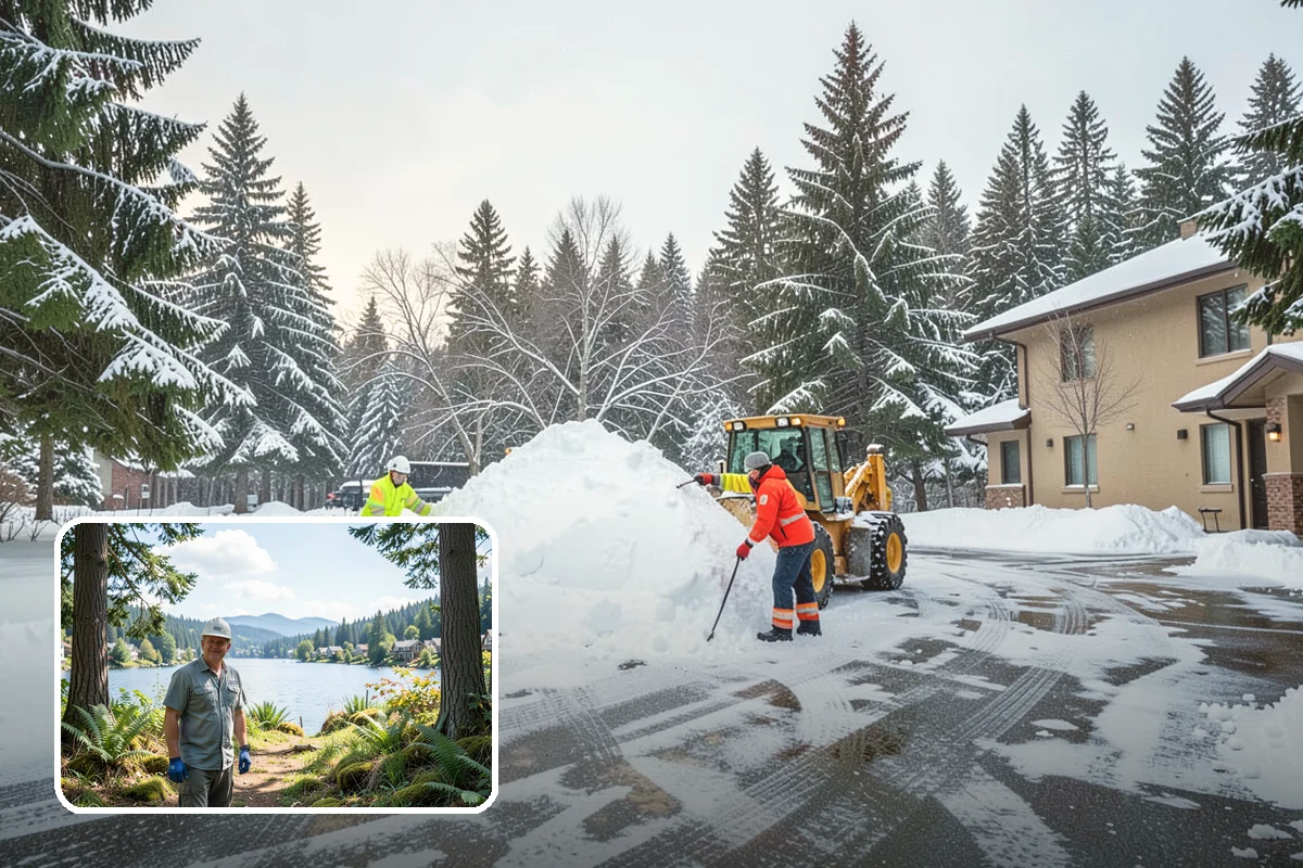 Pharmacy Snow Removal in Milton, King County, WA - Drive-through lane cleared before opening