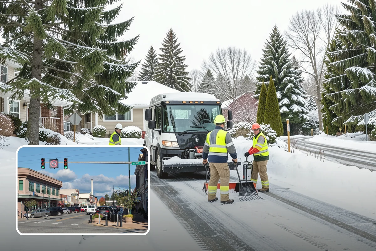 Pharmacy Snow Removal in Monroe, Snohomish County, WA - Drive-through lane cleared before opening