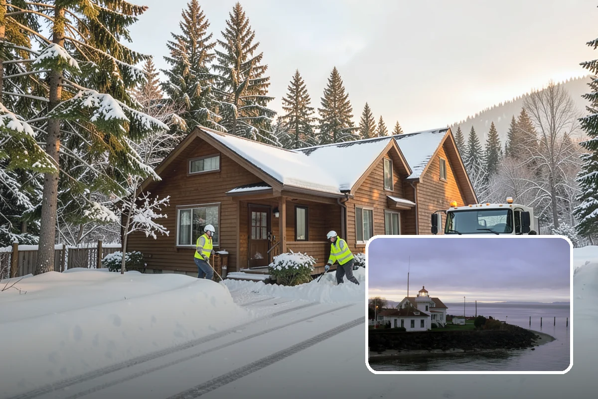 Pharmacy Snow Removal in Mukilteo, Snohomish County, WA - Drive-through lane cleared before opening