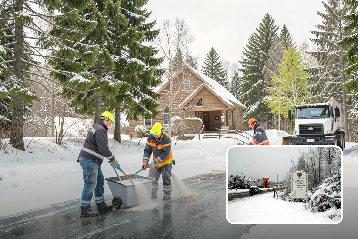 Pharmacy Snow Removal in Newcastle, King County, WA - Drive-through lane cleared before opening