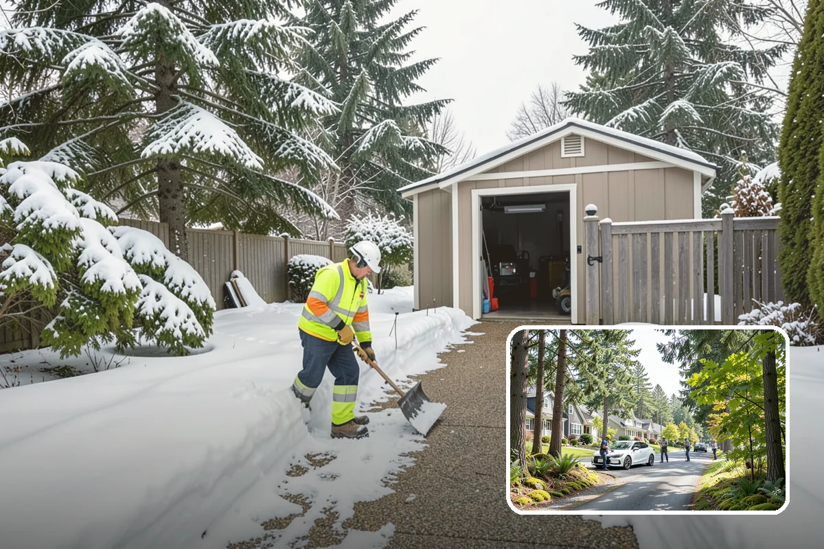 Pharmacy Snow Removal in Normandy Park, King County, WA - Drive-through lane cleared before opening