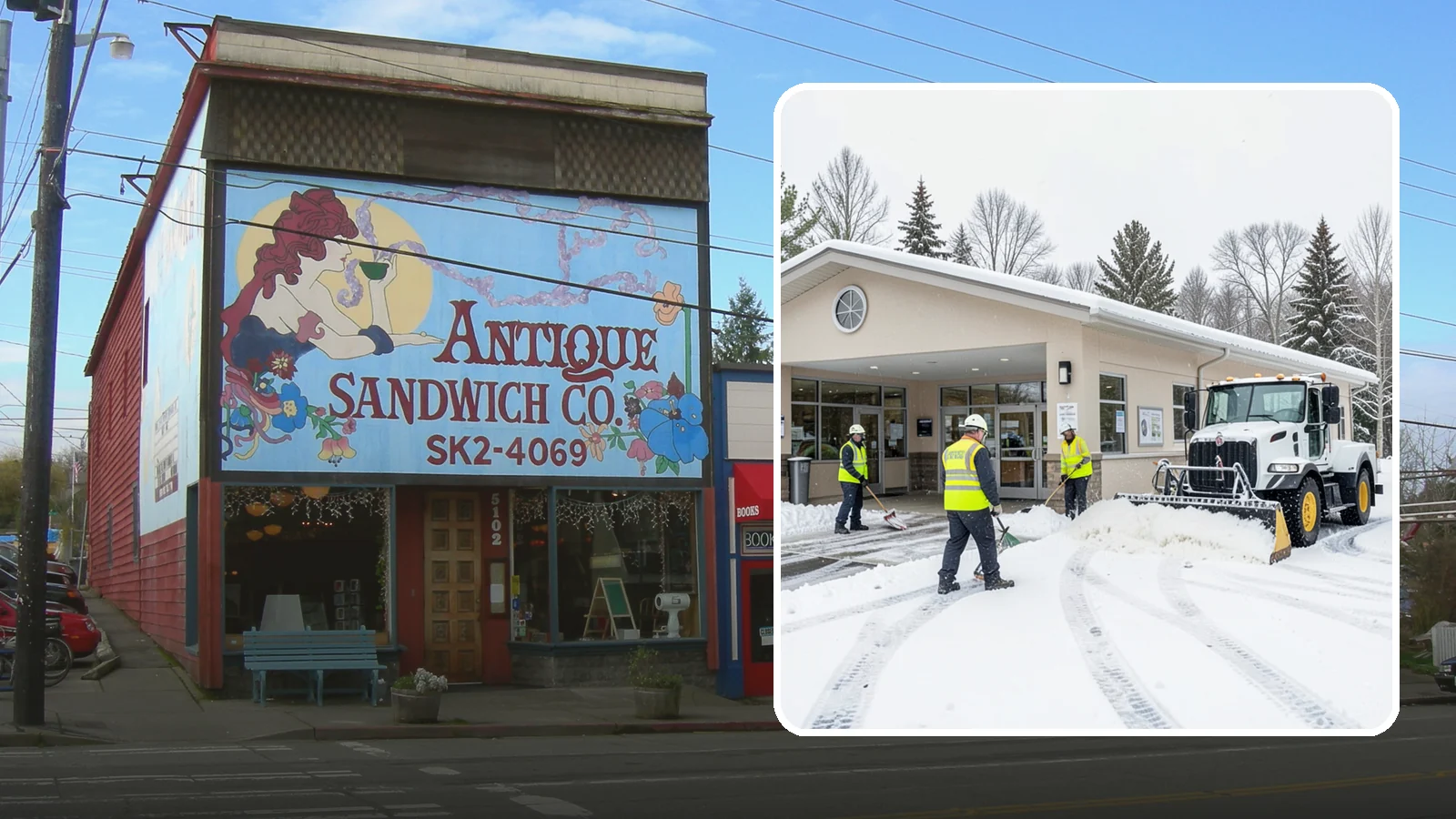 Pharmacy Snow Removal in Ruston, Pierce County, WA - We keep pharmacy drive-throughs, entrances, and parking clear so patients can pick up prescriptions safely no matter the weather.