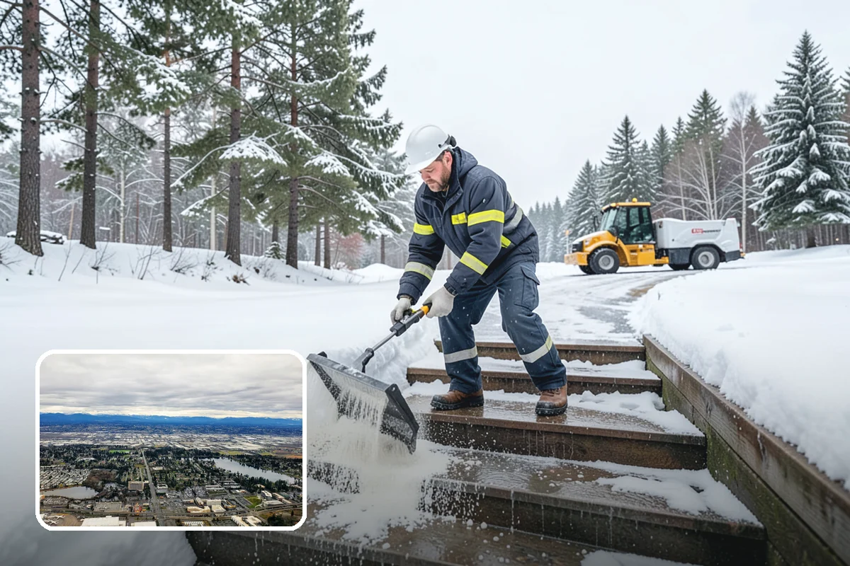 Pharmacy Snow Removal in SeaTac, King County, WA - Drive-through lane cleared before opening