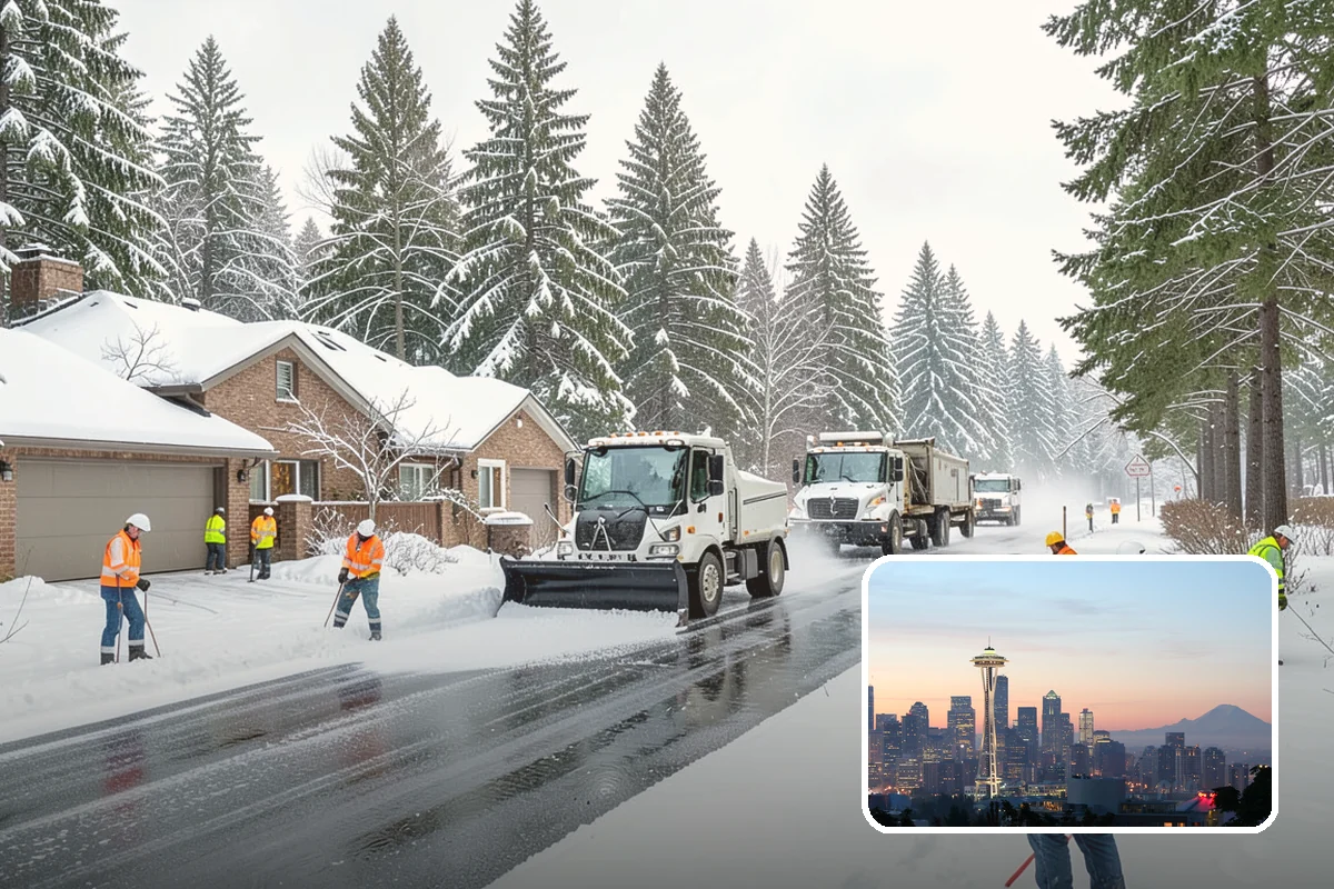 Pharmacy Snow Removal in Seattle, King County, WA - Drive-through lane cleared before opening