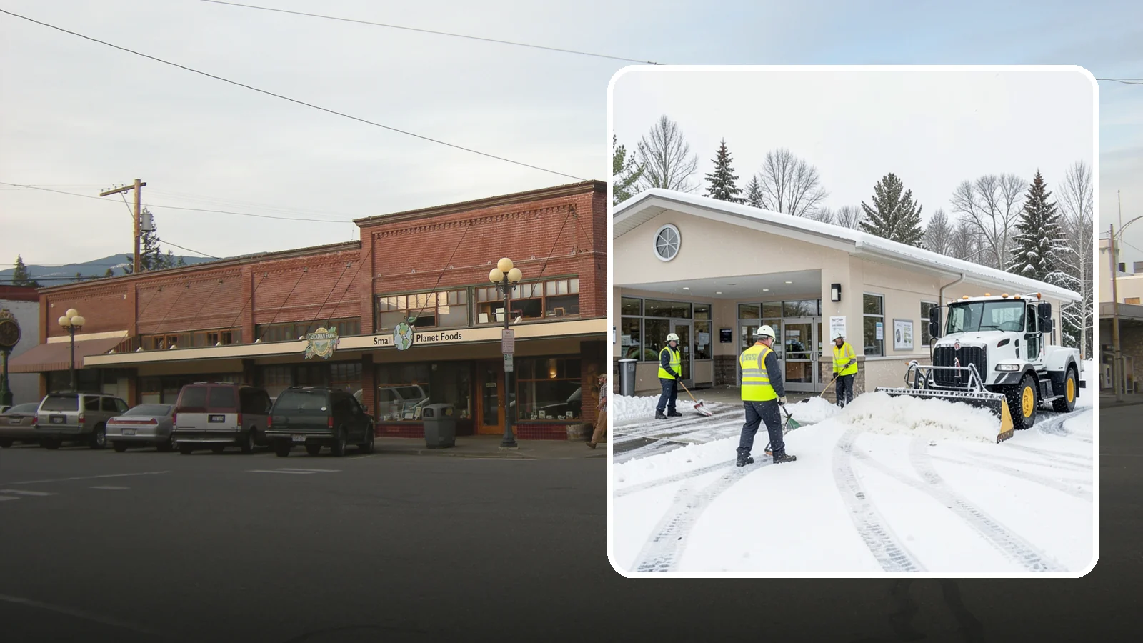 Pharmacy Snow Removal in Sedro-Woolley, Skagit County, WA - We keep pharmacy drive-throughs, entrances, and parking clear so patients can pick up prescriptions safely no matter the weather.