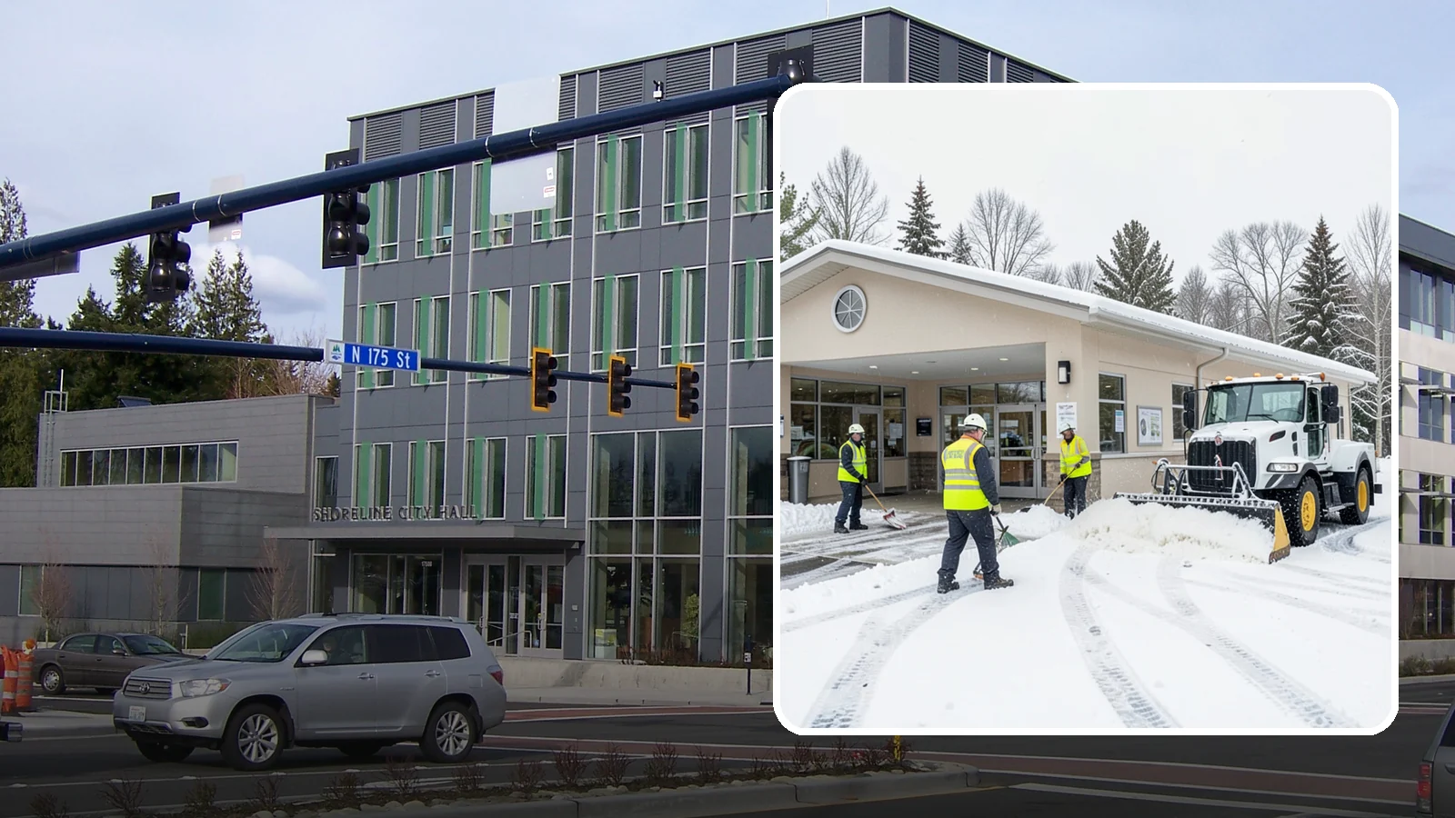 Pharmacy Snow Removal in Shoreline, King County, WA - We keep pharmacy drive-throughs, entrances, and parking clear so patients can pick up prescriptions safely no matter the weather.