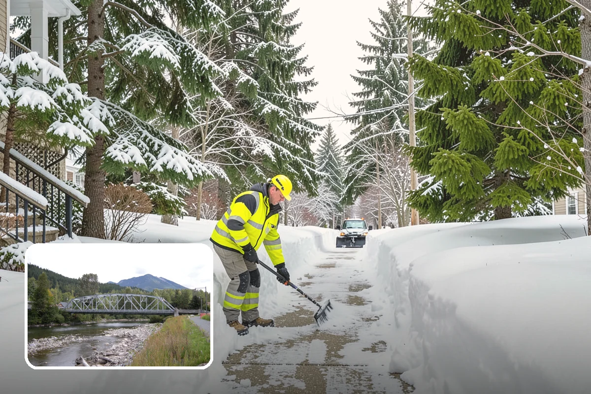 Pharmacy Snow Removal in Skykomish, King County, WA - Drive-through lane cleared before opening